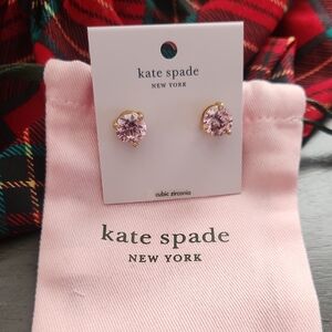 Kate Spade Gold and Pink Crystal Earrings